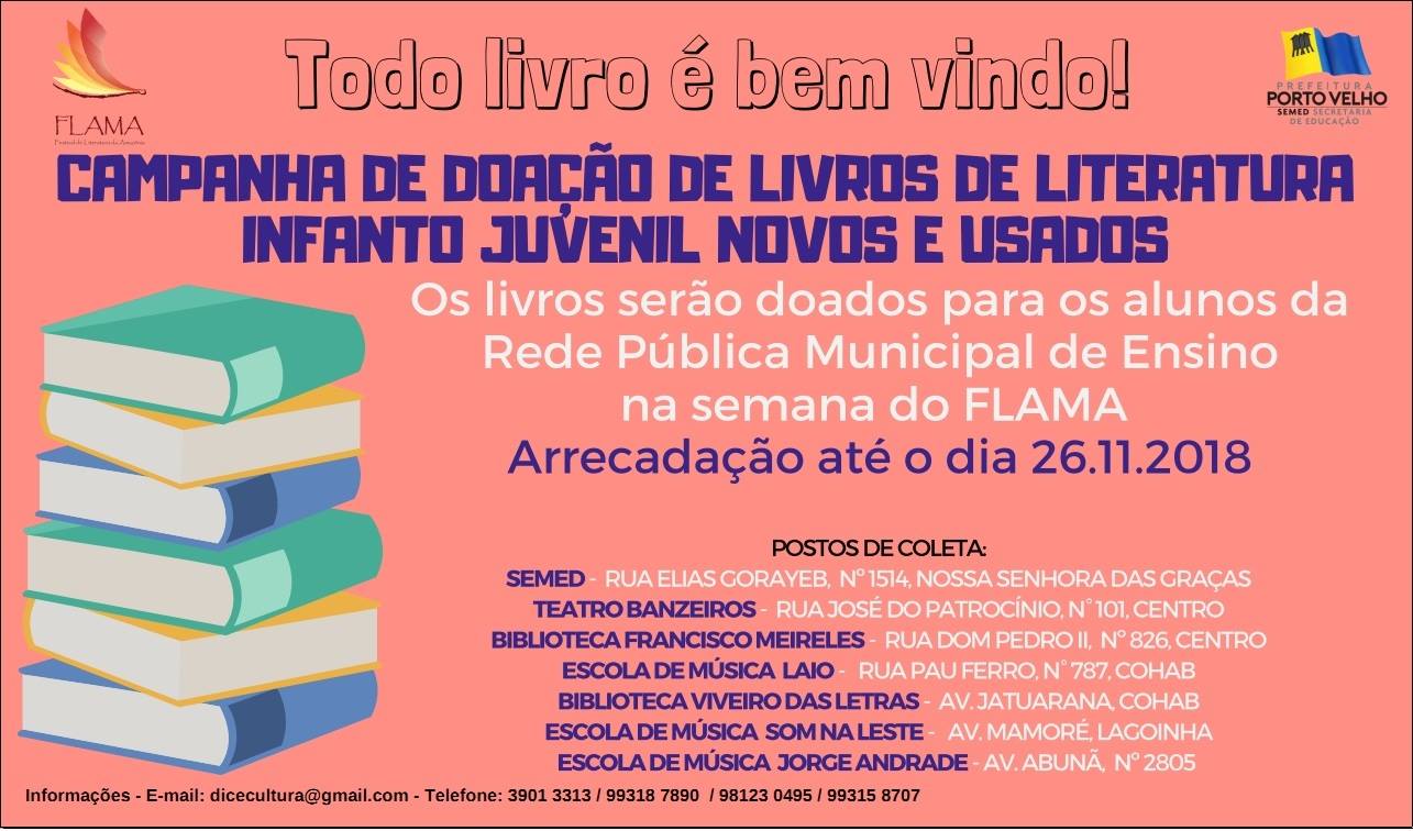 INICIATIVA: SEMED PROMOVE CAMPANHA DOE SONHOS PARA ARRECADAÇÃO DE LIVROS - News Rondônia