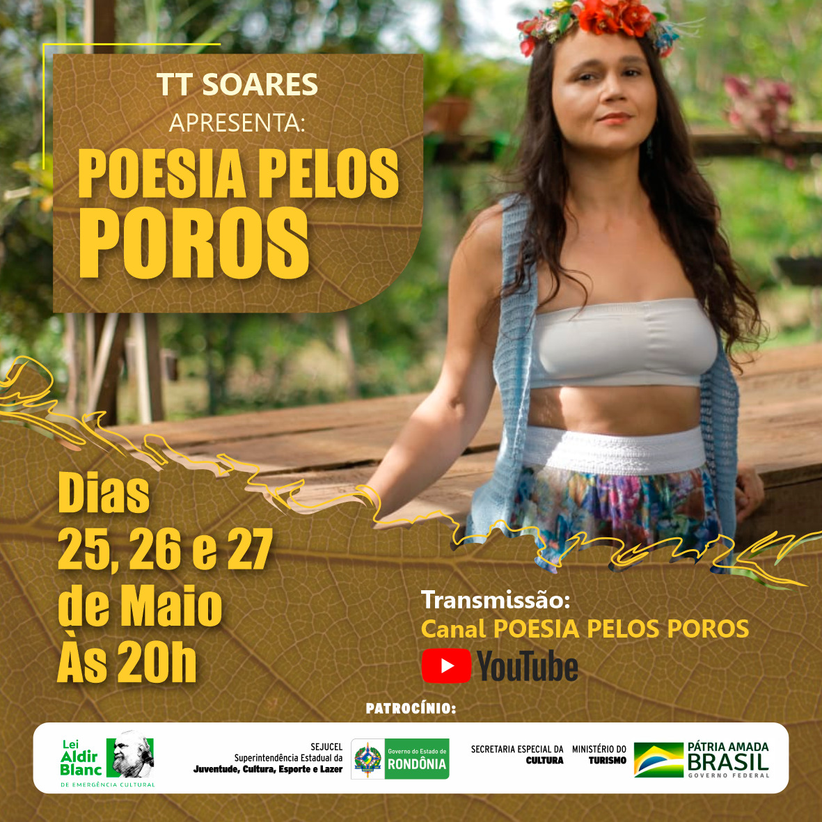 Poesia Pelos Poros será transmitida em três lives no Youtube nos dias 25,26 e 27 de maio - News Rondônia