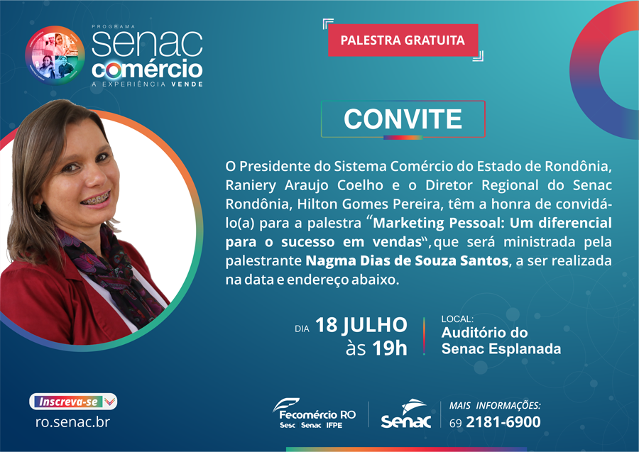 PALESTRA GRATUITA: MARKETING PESSOAL - UM DIFERENCIAL PARA O SUCESSO EM VENDAS - News Rondônia