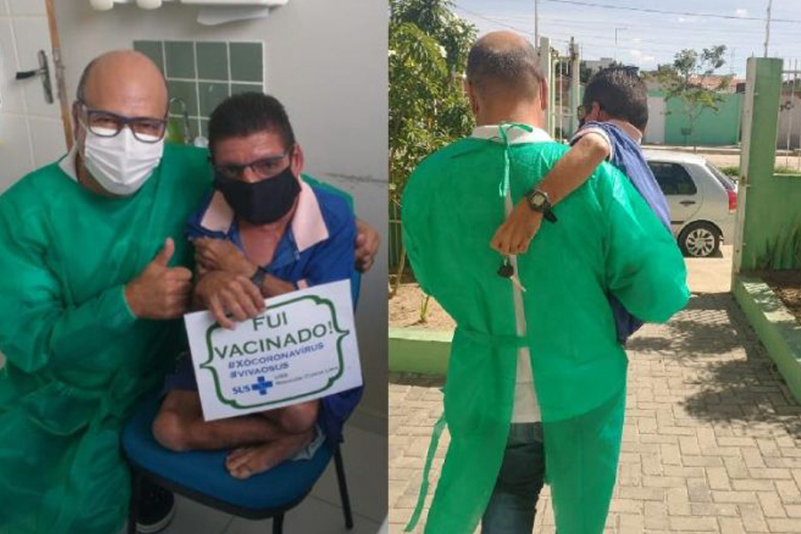 Enfermeiro carrega no colo homem com deficiência após vacinação: empatia - News Rondônia