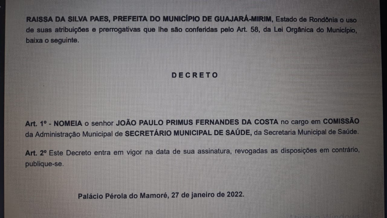 Prefeita Raissa Paes de Guajará-mirim não aguenta pressão e exonera secretário - News Rondônia