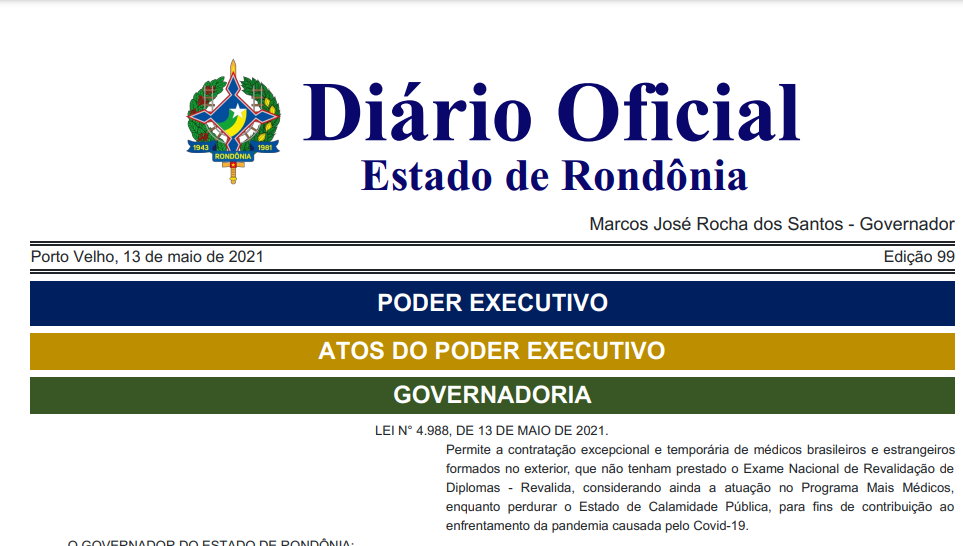 Governo aprova lei e médicos formados no exterior vão poder atuar em Rondônia - News Rondônia