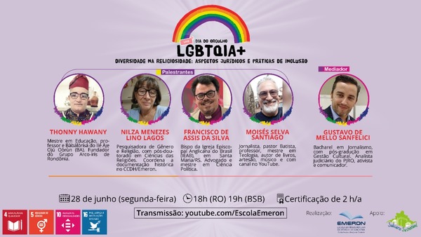 Live alusiva ao Dia do Orgulho LGBTQIA+ aborda, no dia 28, aspectos jurídicos e práticas inclusivas da diversidade na religiosidade - News Rondônia