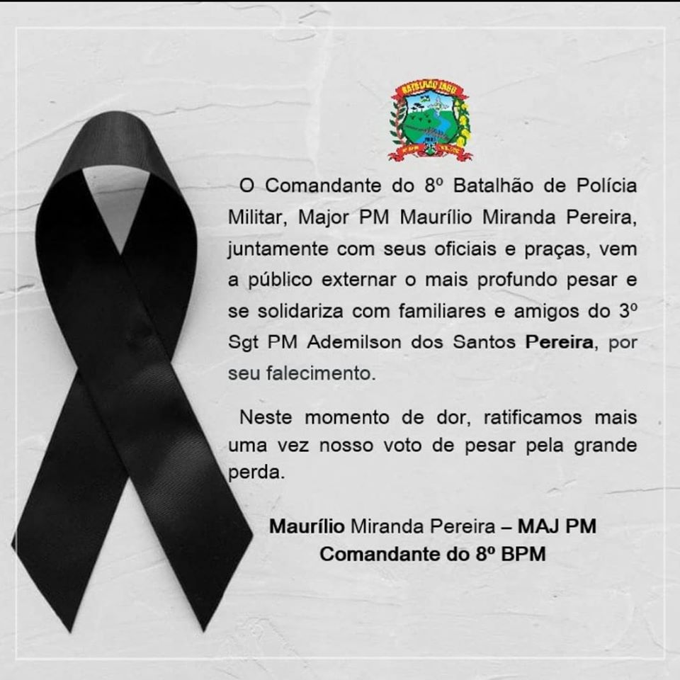 Nota de Pesar pelo falecimento do 3° Sgt Pm Ademilson dos Santos Pereira - News Rondônia