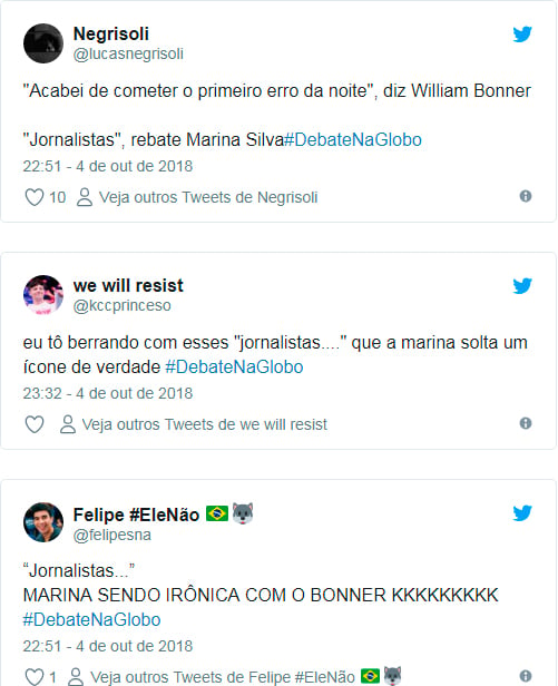 WILLIAM BONNER COMETE ERRO E MARINA SILVA ALFINETA DURANTE DEBATE DA TV GLOBO - News Rondônia