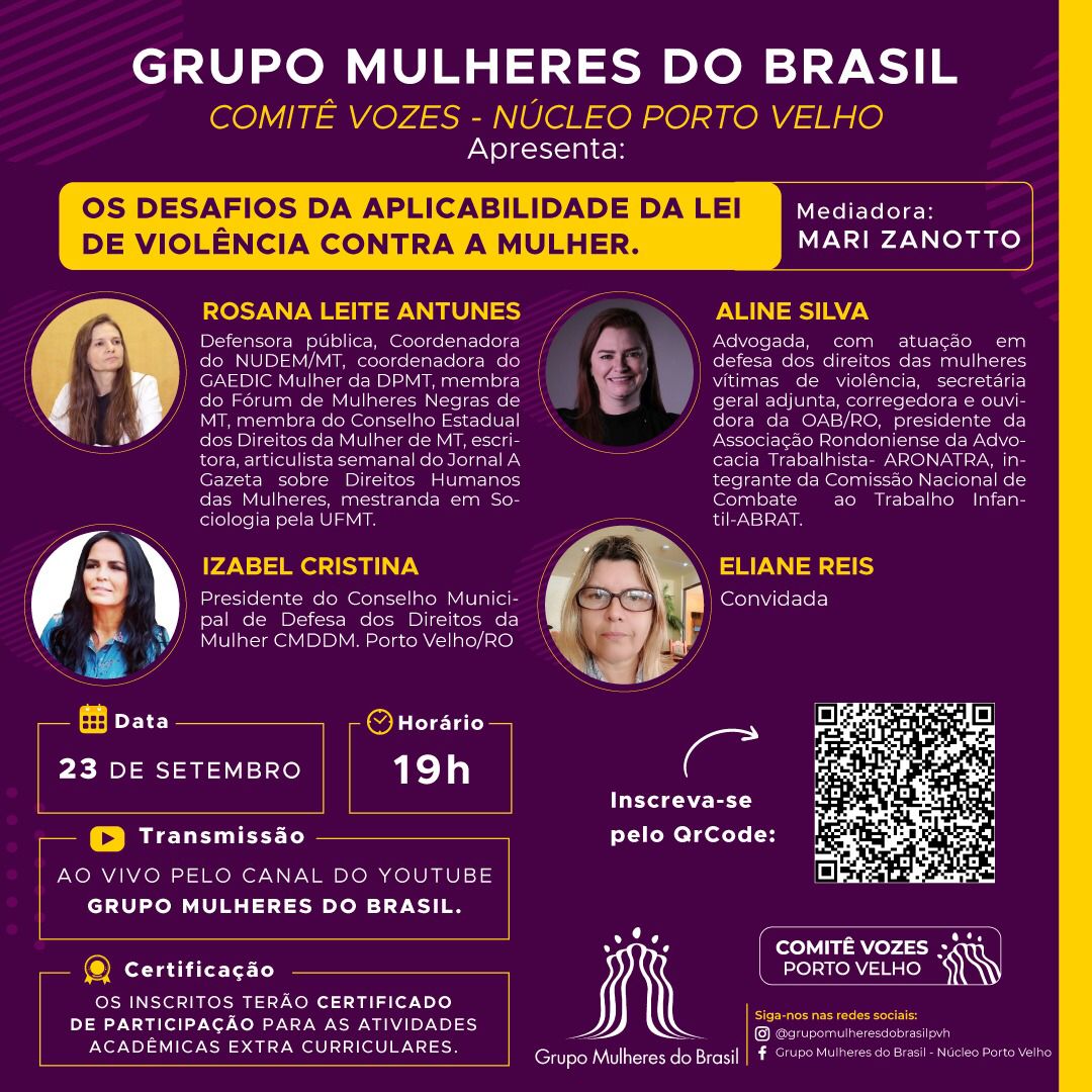 Núcleo de Porto Velho do Grupo Mulheres do Brasil reúne especialistas para debater violência contra a mulher - News Rondônia