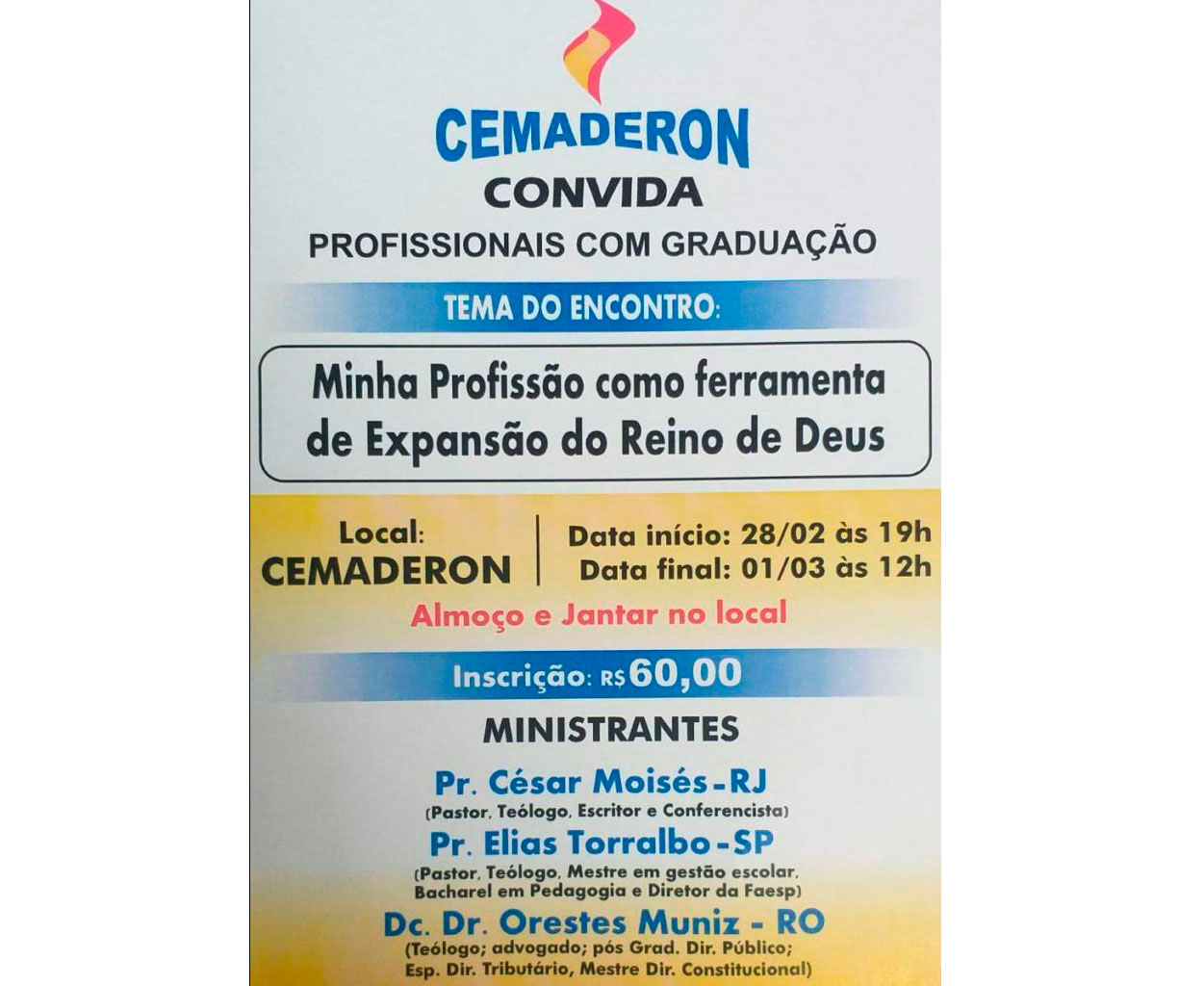 CEMADERON: 1º ENCONTRO DE PROFISSIONAIS GRADUADOS: 28/02 A 01/03- 2020 - News Rondônia