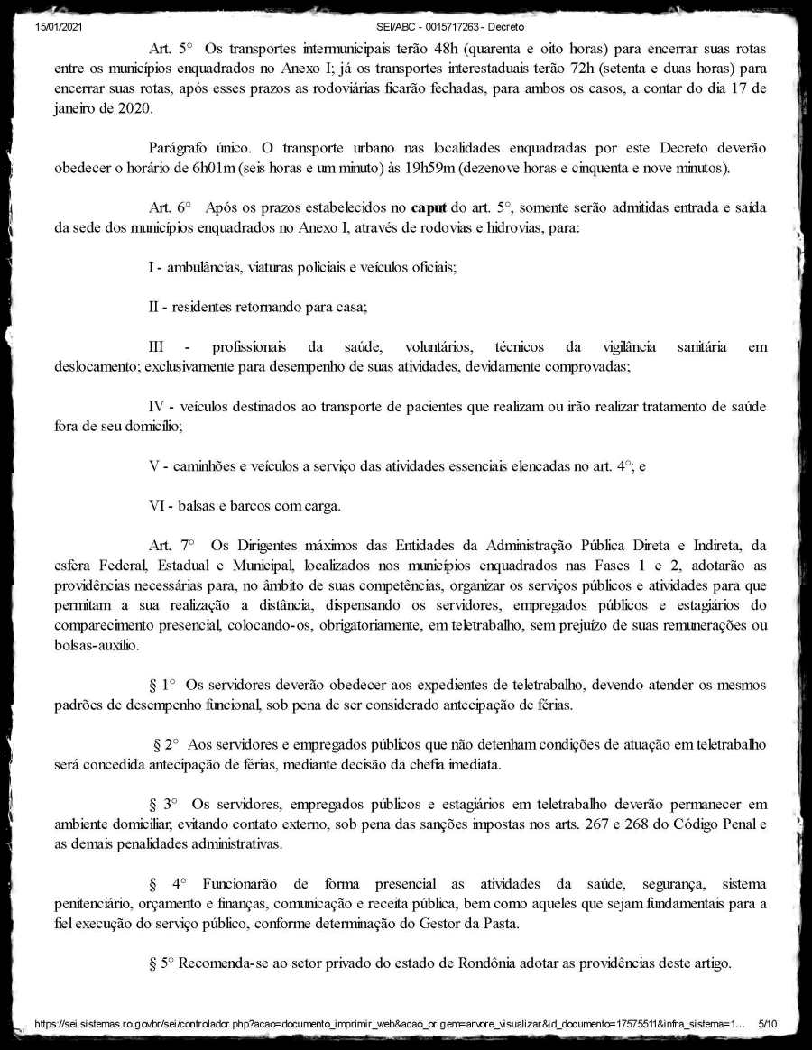 Novo decreto estabelece Isolamento Social Restritivo por 10 dias e toque de recolher nos municípios das Fases 1 e 2 - News Rondônia
