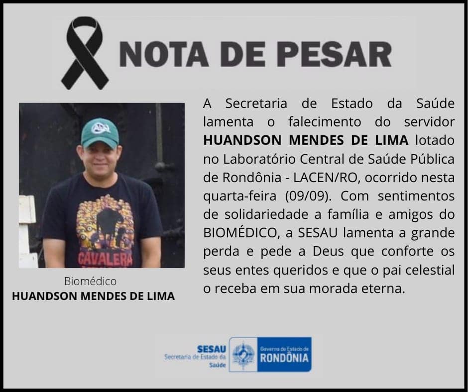 Nota de Pesar: Huandson Mendes de Lima - News Rondônia