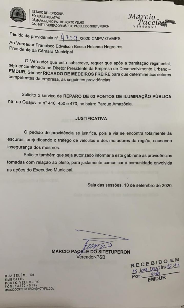 Emdur atende solicitação do vereador Márcio Pacele no bairro Parque Amazônia, em Porto Velho - News Rondônia
