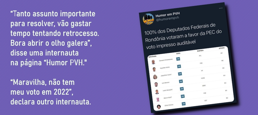 Rejeitada: PEC do 'Voto Impresso' teve 'sim' de todos os oitos deputados federais de RO; grupo recebe críticas dos internautas - News Rondônia