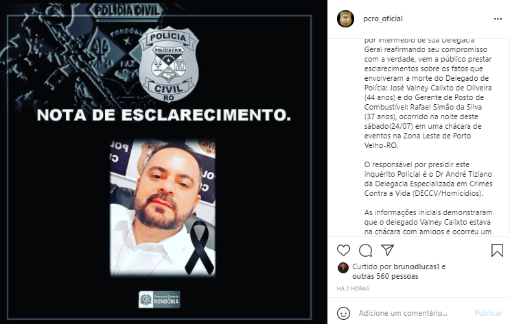 Nota de esclarecimento da Polícia Civil do Estado de Rondônia - News Rondônia