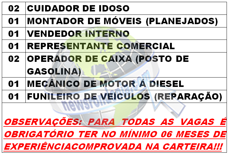 SINE MUNICIPAL DIVULGA VAGAS PARA QUARTA-FEIRA (25/04/2018) - News Rondônia