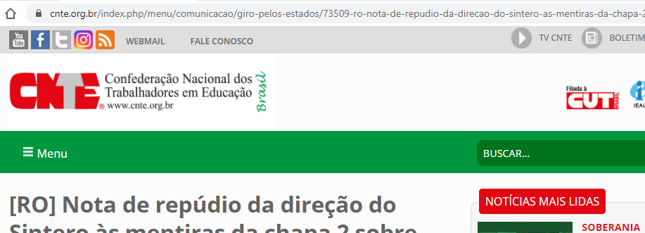 Atual direção do SINTERO descumpre termo de compromisso e faz novos ataques contra a Chapa 2, de oposição - News Rondônia