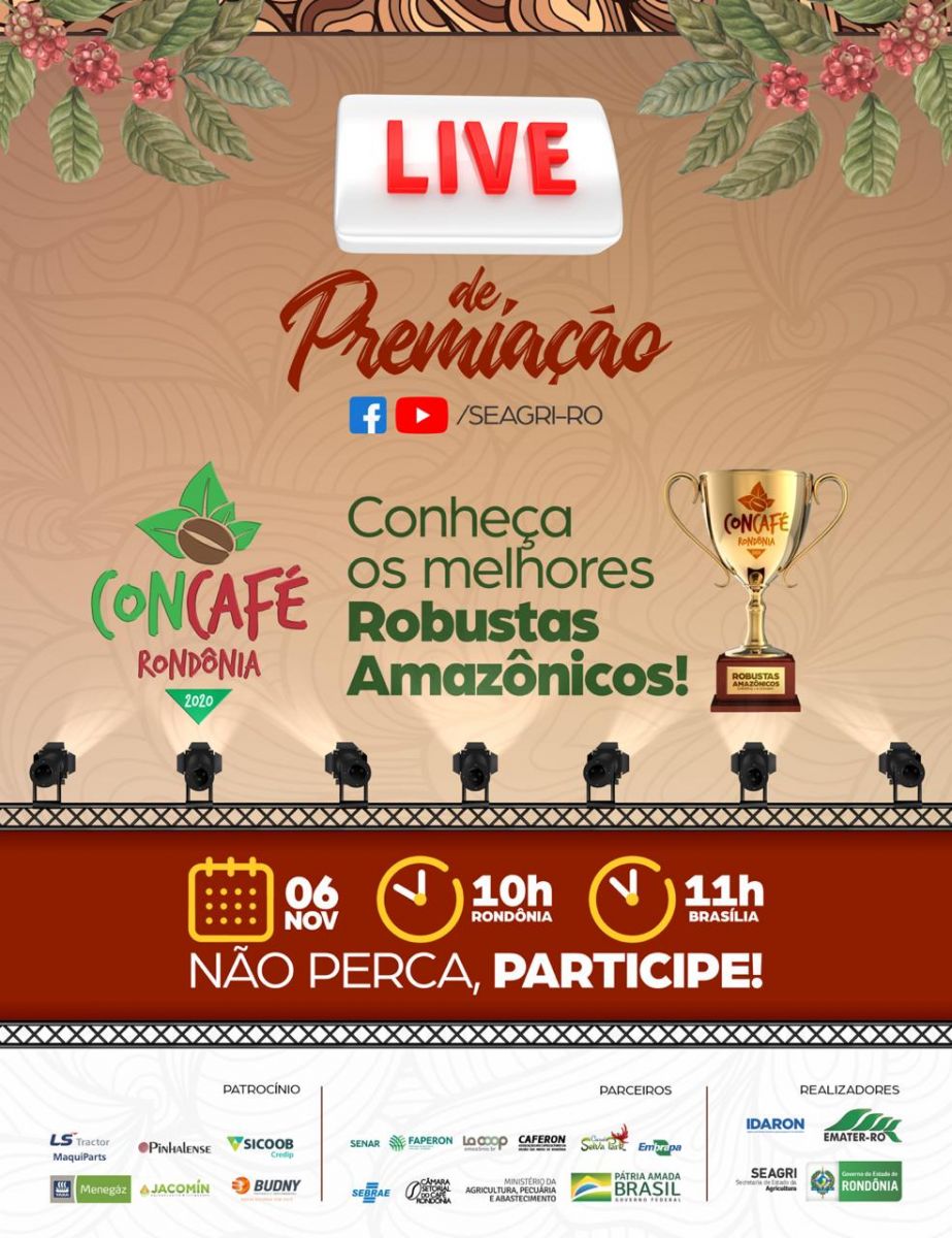 CONCURSO - Cerimônia de premiação da 5º edição do Concafé vai acontecer de forma online no dia 6 de novembro - News Rondônia