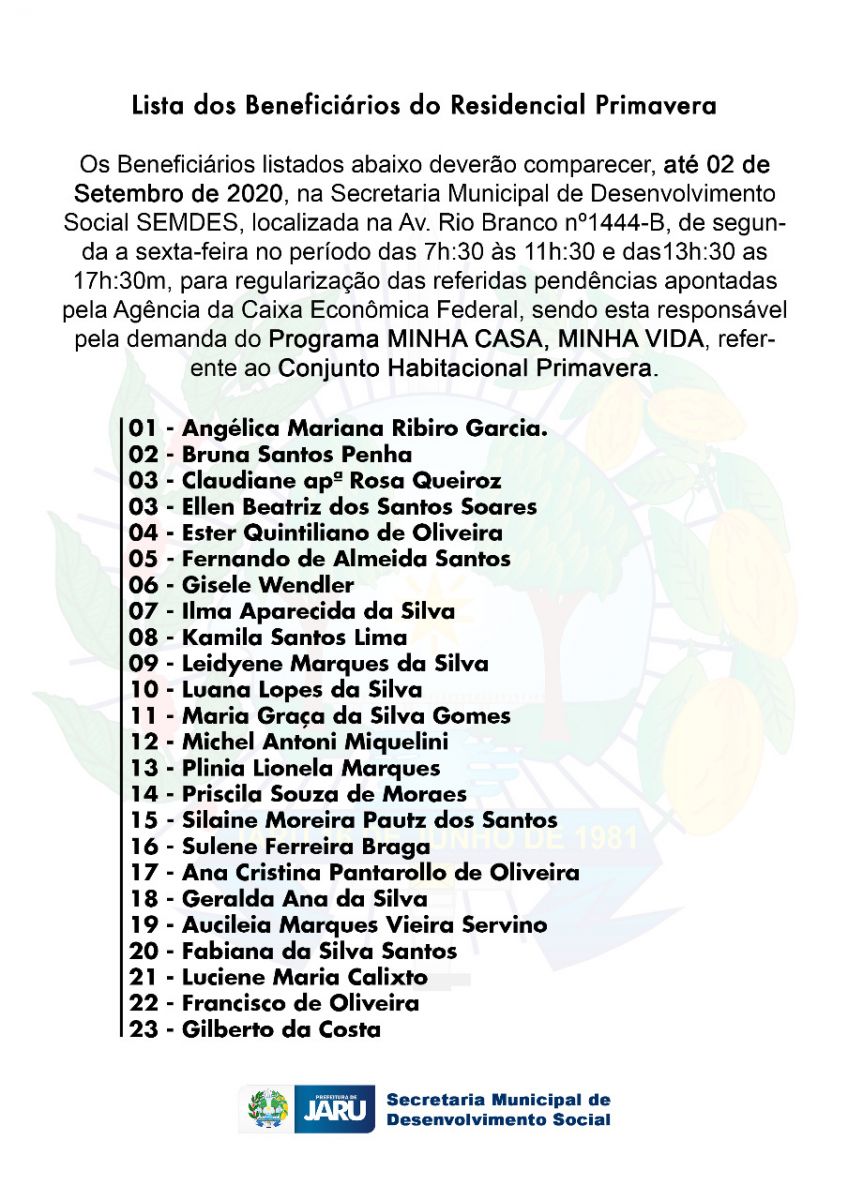 Secretaria de Desenvolvimento Social de Jaru convoca famílias beneficiárias das casas do Jardim Primavera para atualização cadastral - News Rondônia