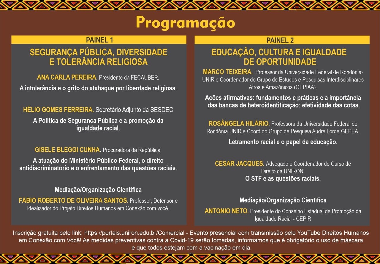 UNIRON apoia evento para discutir sobre igualdade racial - News Rondônia