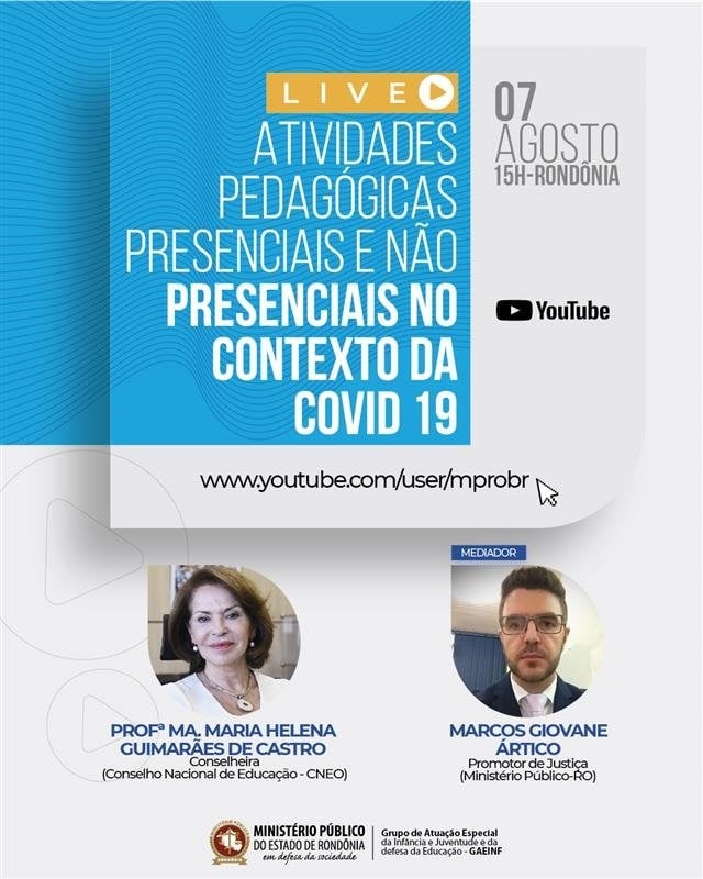 Ministério Público realiza mais uma Live com Conselheira do CNE para discutir atividades pedagógicas no contexto da COVID-19 - News Rondônia