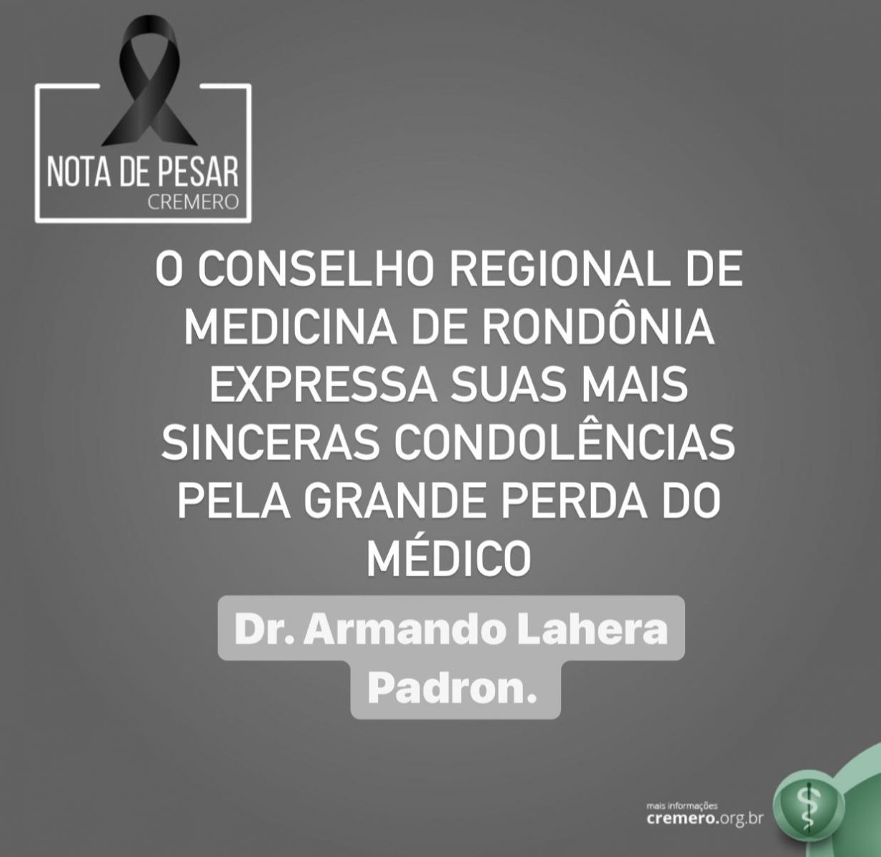 Nota de pesar: Dr. Armando Lahera Padron - News Rondônia