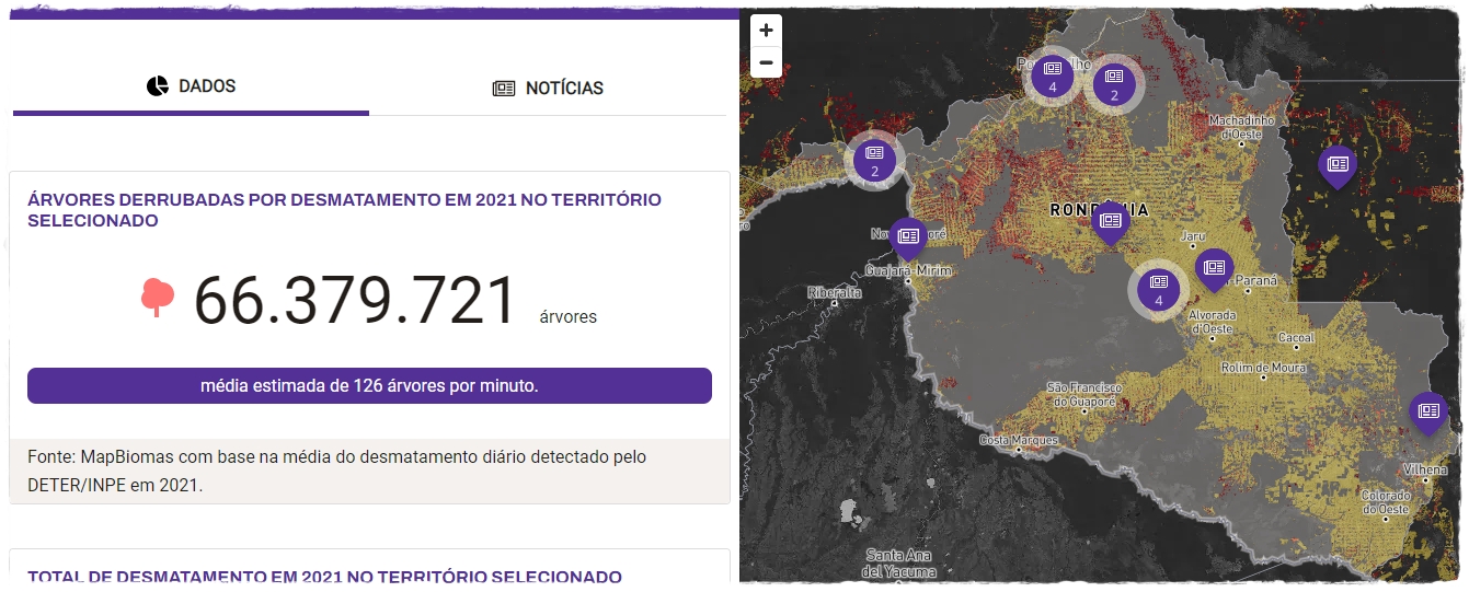 Devastação: Rondônia perdeu mais de 66 milhões de árvores em 2021, foram 181.354 por dia, 126 a cada minuto, aponta estudo do PlenaMata - News Rondônia