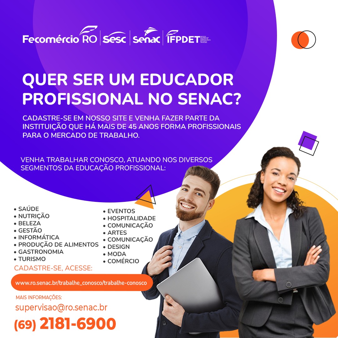 SENAC Rondônia disponibiliza oportunidades para educadores profissionais - News Rondônia