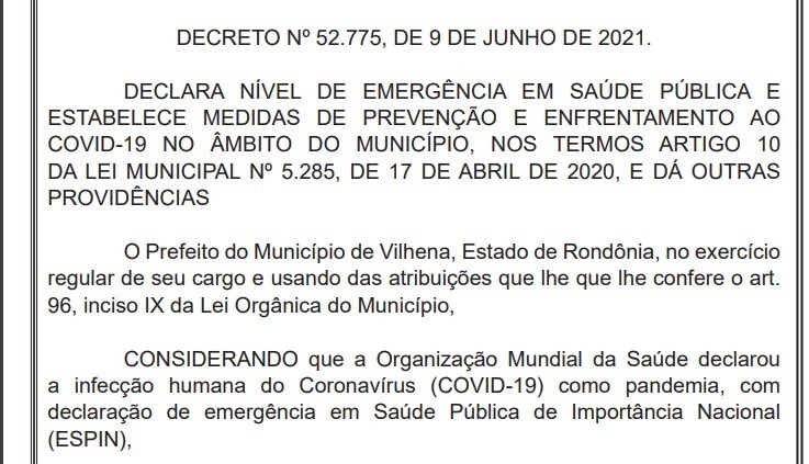 Prefeitura endurece restrições sanitárias em Vilhena e estabelece multa para participantes de "festinhas" - News Rondônia