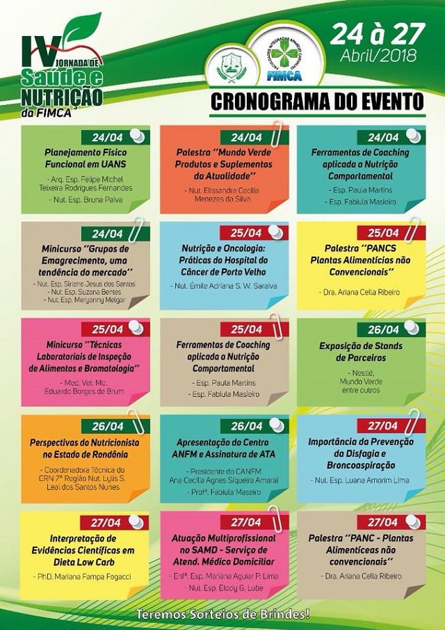 INSCRIÇÕES ABERTAS PARA A IV JORNADA DE SAÚDE E NUTRIÇÃO DA FIMCA - News Rondônia