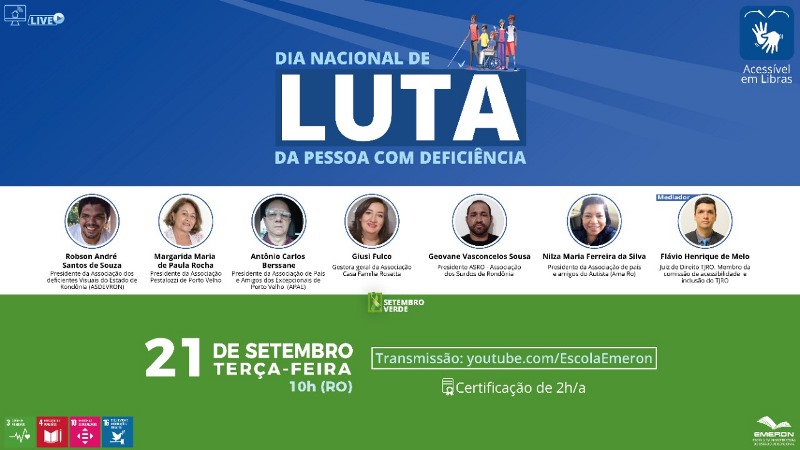 Dia Nacional de Luta da Pessoa com Deficiência será celebrado com live no dia 21 - News Rondônia