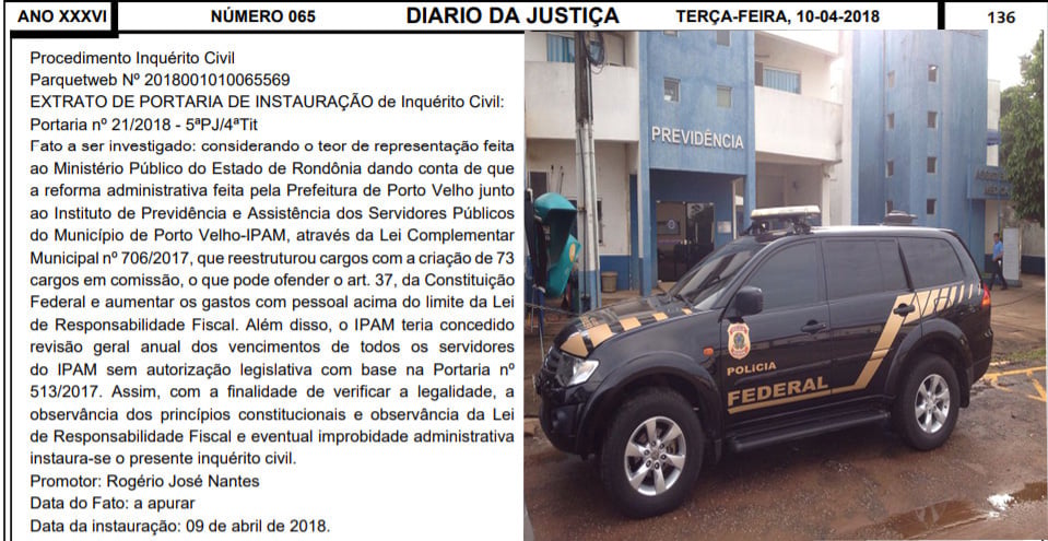 MP INSTAURA INQUÉRITO CIVIL PARA APURAR CRIME DE IMPROBIDADE ADMINISTRATIVA NA REESTRUTURAÇÃO DO IPAM - News Rondônia