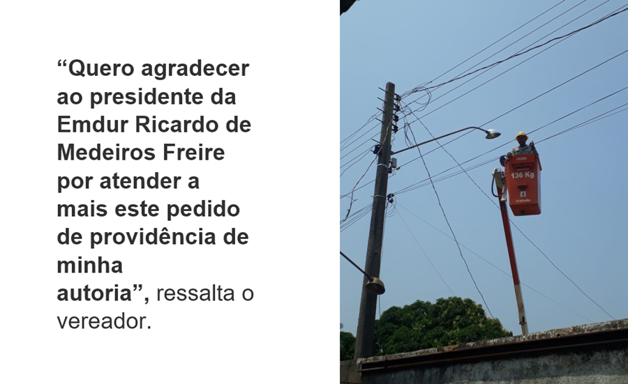 Vereador Márcio Pacele solicita reparo em ponto de iluminação pública na rua Dourado no bairro Lagoa - News Rondônia