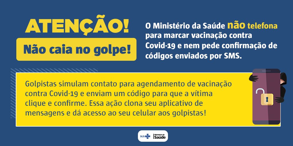 Boato de que o Ministério da Saúde telefona e pede confirmação via SMS para agendar a vacinação é GOLPE - News Rondônia