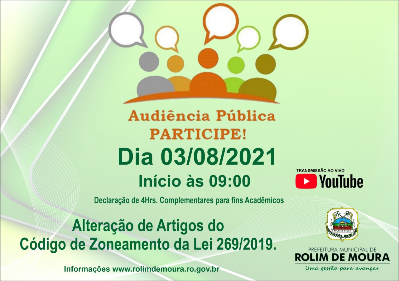 Audiência Pública vai debater alteração de artigos do Código de Zoneamento, Uso e Ocupação do Solo em Rolim de Moura - News Rondônia