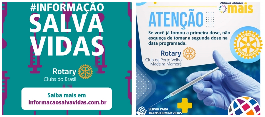COVID-19: Rotary Club de porto velho madeira Mamoré distrito 4720, alerta para a importância de tomar a segunda dose da vacina - News Rondônia