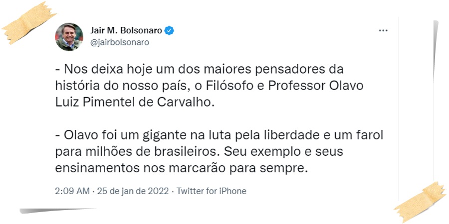 Morre o 'guru' de Bolsonaro, Olavo de Carvalho - Por Anderson Nascimento - News Rondônia