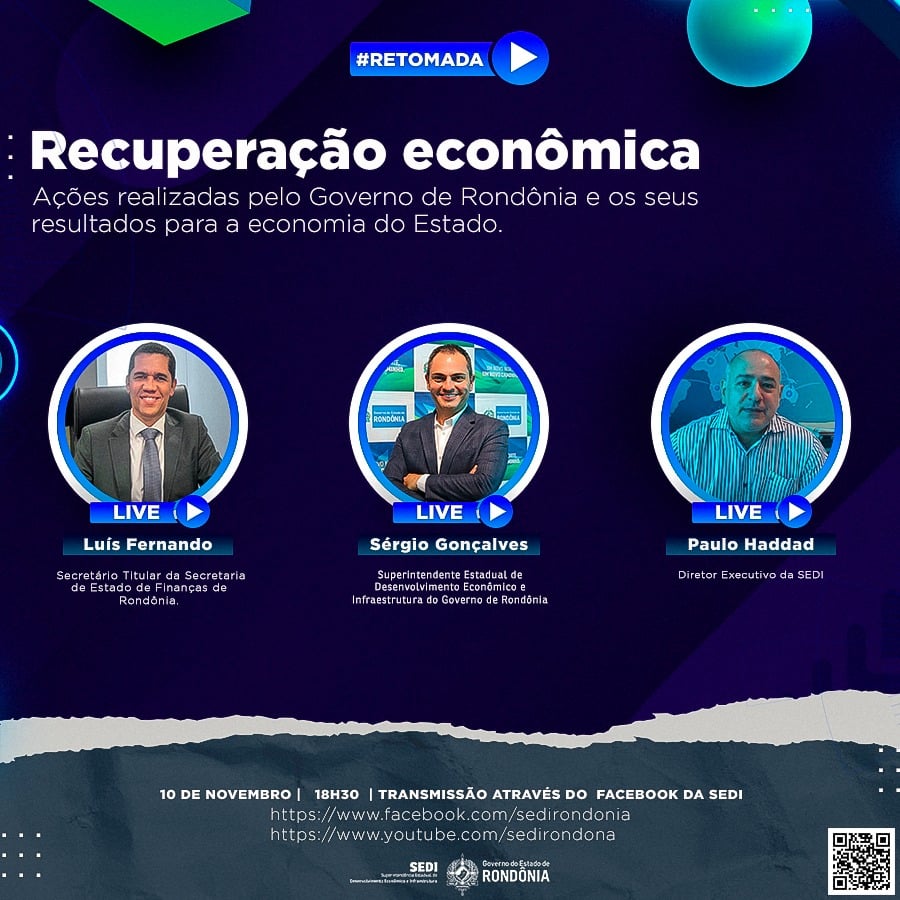 DESENVOLVIMENTO - 'Avanços na economia de Rondônia' é tema de live da Sedi, que acontece nesta terça-feira, 10 - News Rondônia