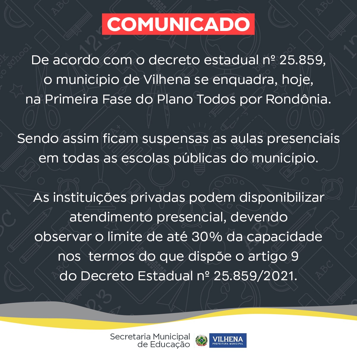Vilhena: Decreto estadual autoriza retorno das aulas presenciais nas escolas da rede privada - News Rondônia