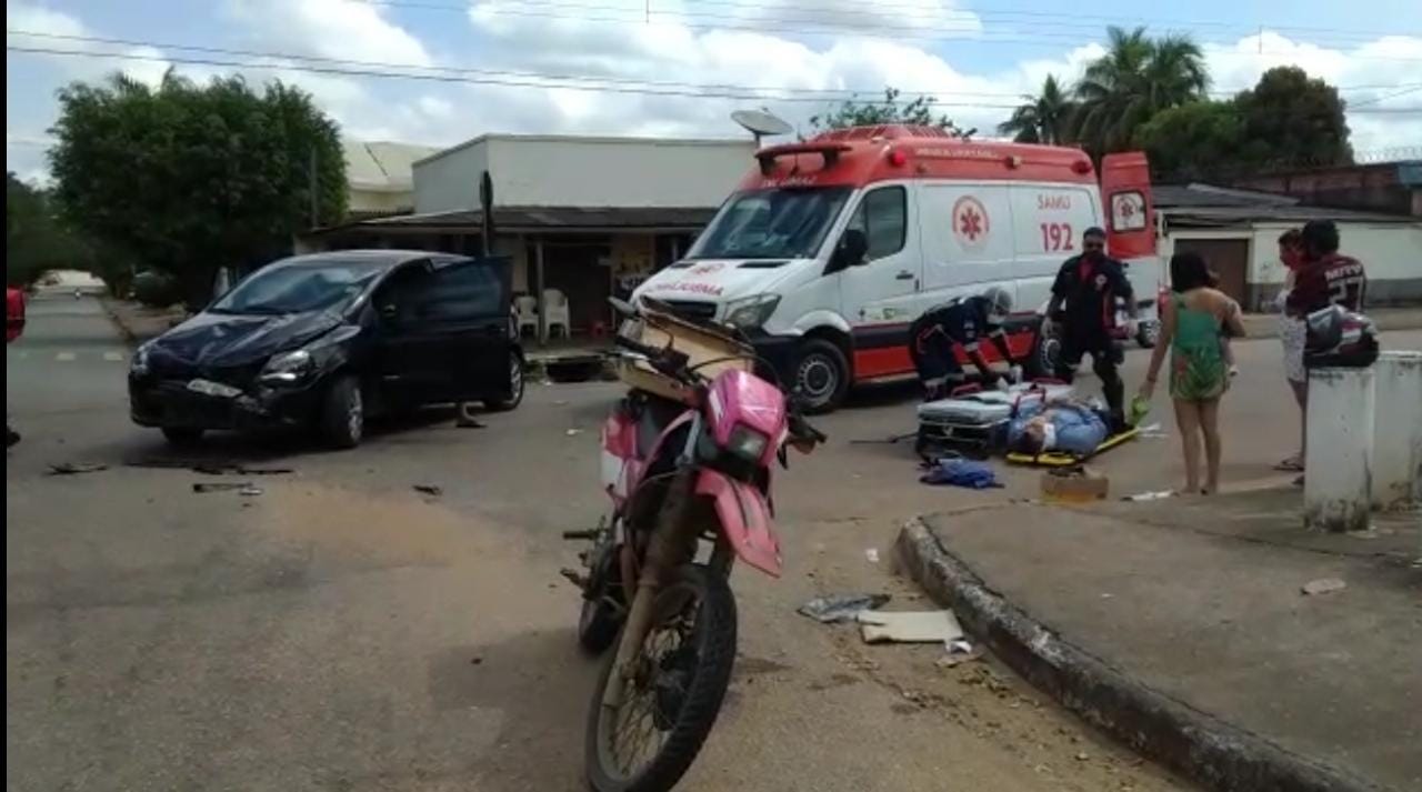 Motociclista é socorrido com suspeita de fratura após acidente em cruzamento da capital - News Rondônia