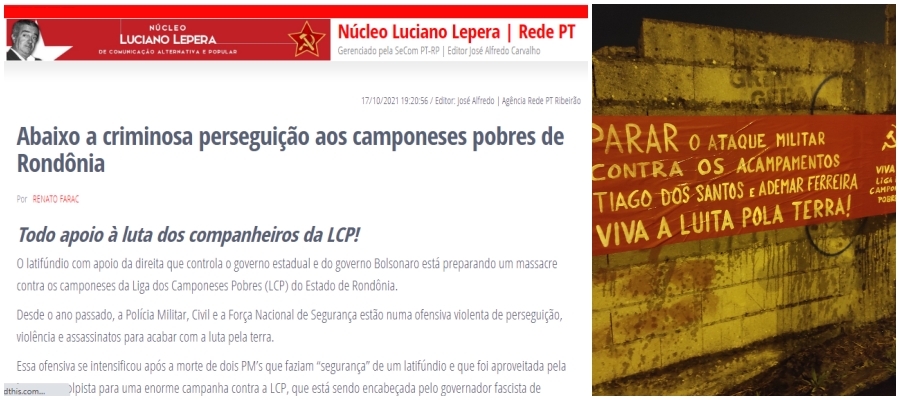 PT repudia, via nota, ação de despejo no campo em Rondônia e apoia a LCP - News Rondônia