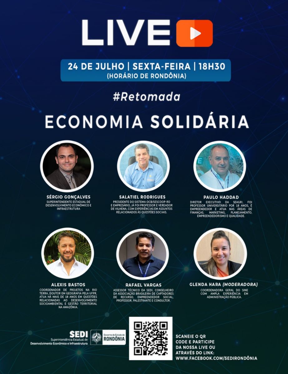 Economia Solidária é tema de live realizada pelo Governo de Rondônia nesta sexta-feira, 24 - News Rondônia