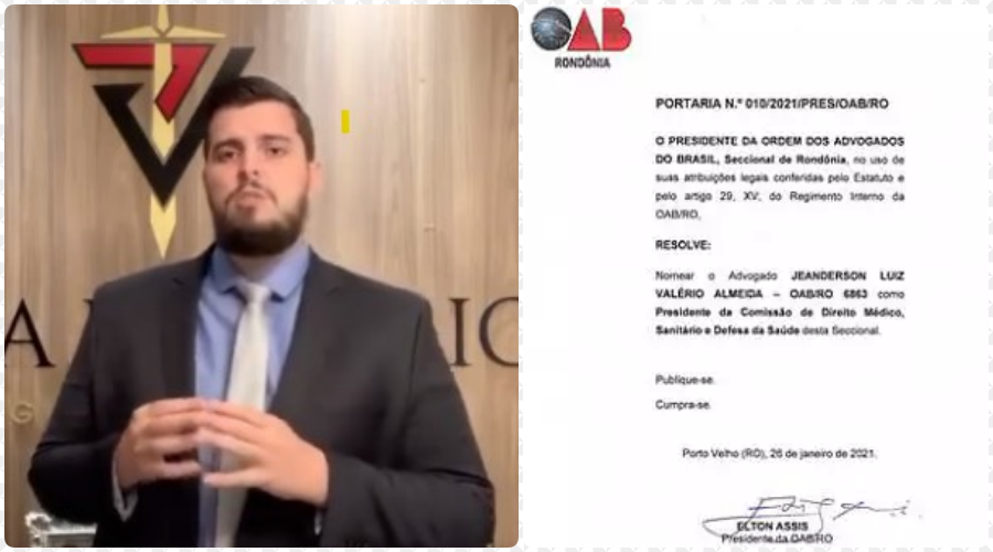 CDMS - OAB nomeia advogado Jeanderson Valério como novo presidente de comissão - News Rondônia