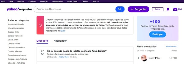 Yahoo Respostas será desativado em maio de 2021 - News Rondônia