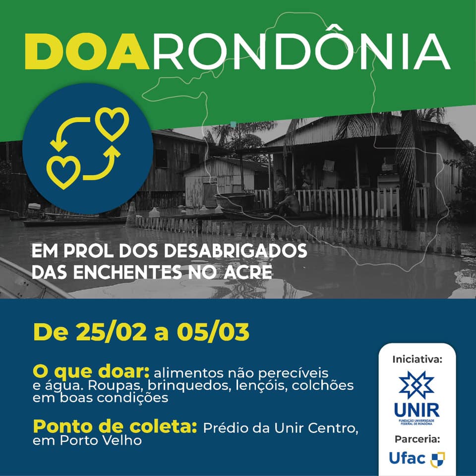 Campanha arrecada donativos para afetados pela enchente no Acre até sexta, dia 5 de março - News Rondônia