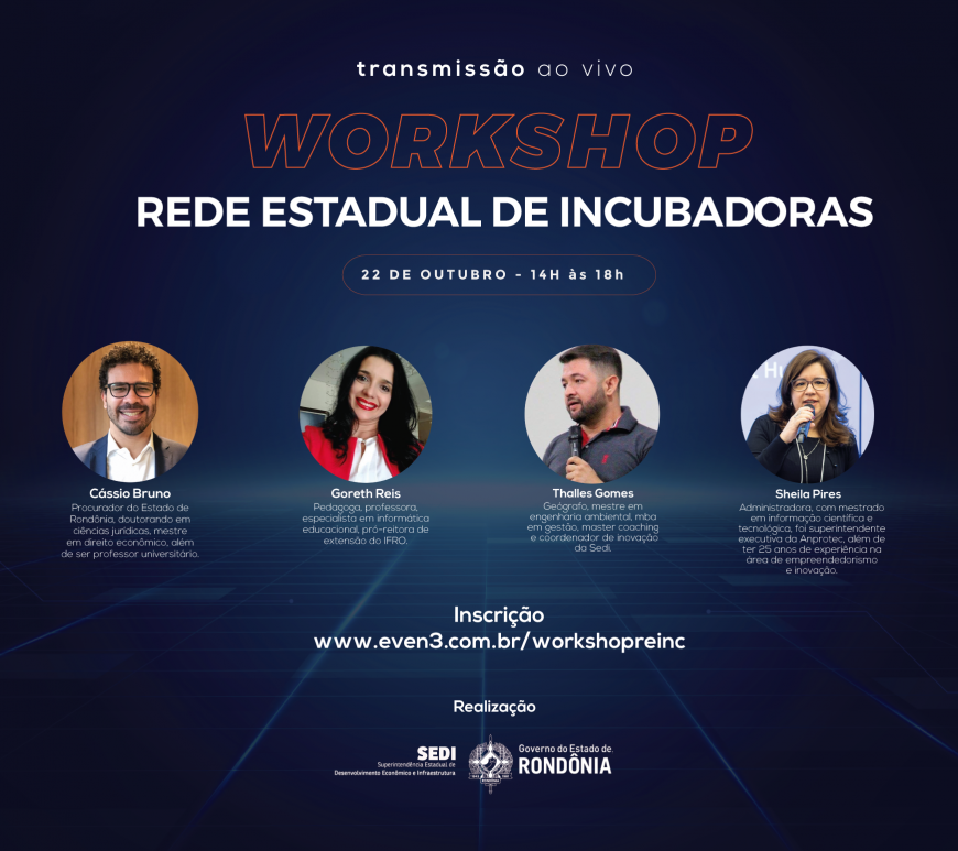 INOVAÇÃO - Inscrições para o 1º Workshop sobre inovação e empreendedorismo no campo universitário estão abertas - News Rondônia
