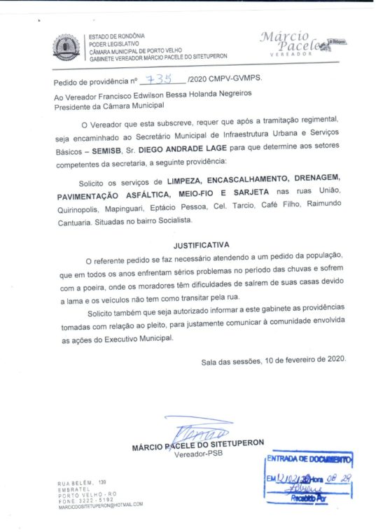 MELHORIAS  Prefeitura atende pedido do vereador Márcio Pacele e recupera e asfalta várias ruas no bairro Socialista - News Rondônia