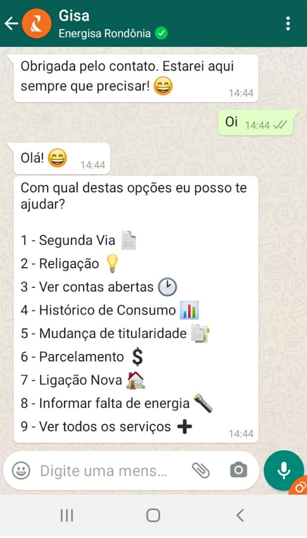 Atendimento pelo WhatsApp de RO é o terceiro mais acessado na Energisa - News Rondônia