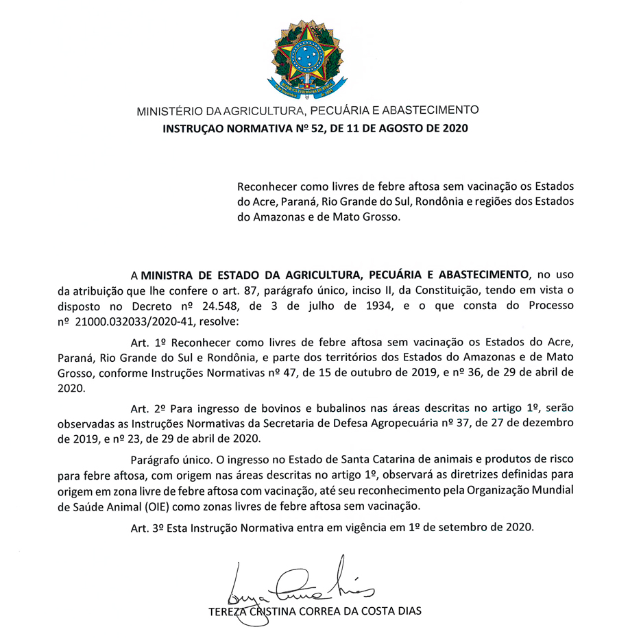 DEFINITIVO: Rondônia é declarado estado livre de aftosa sem vacinação - News Rondônia