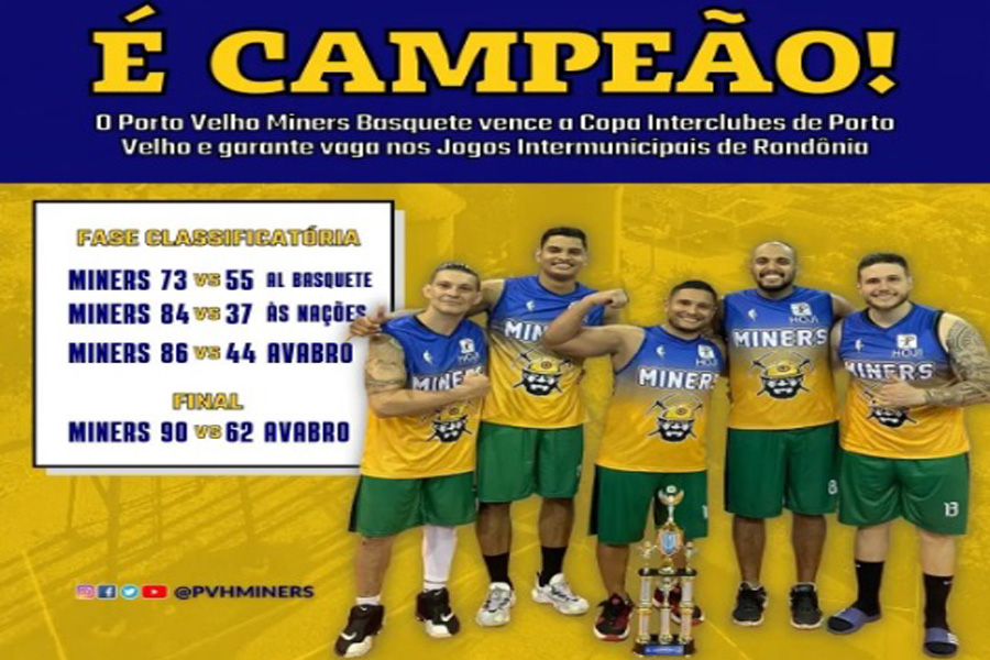 CAMPEÃO  Porto Velho Miners Basquete conquista Copa Interclubes de Porto Velho - News Rondônia