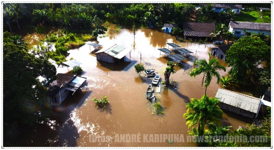 Rio Jacy transborda e deixa indígenas ilhados na Aldeia Karipuna - News Rondônia