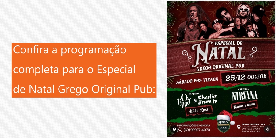 Agenda News: Festa de Natal com muito rock é no Grego Original Pub, por Renata Camurça - News Rondônia