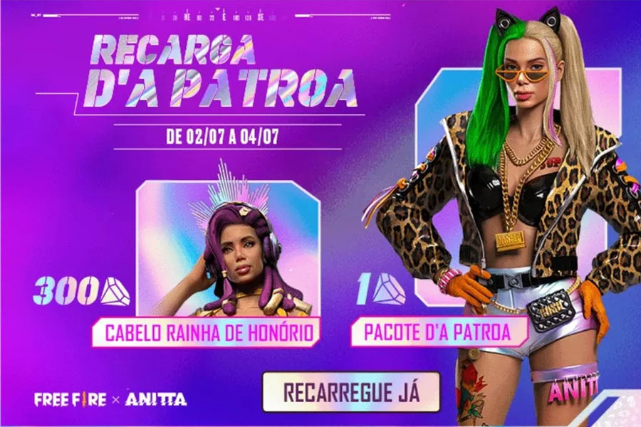 FREE FIRE: A Patroa, nova personagem da Anitta chega ao Battle Royale; Confira os novos pacotes - News Rondônia